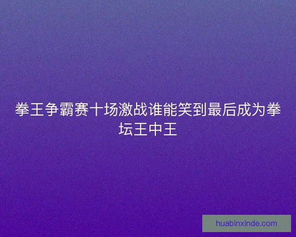 拳王争霸赛十场激战谁能笑到最后成为拳坛王中王