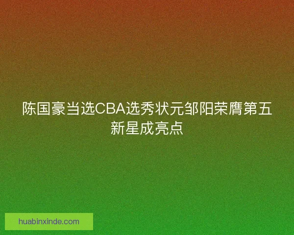 陈国豪当选CBA选秀状元邹阳荣膺第五新星成亮点
